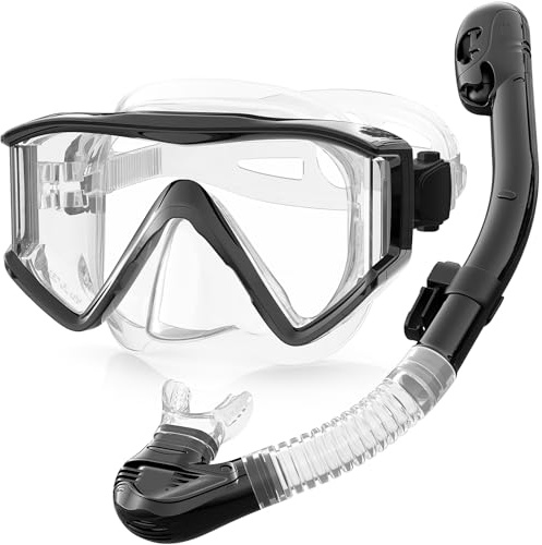 Zeligerstar Schnorchelset Erwachsene, Taucherbrille mit Schnorchel, 3-Fenster-Schnorchelmaske Anti-Fog Anti-Leck, Professional Adult Snorkeling Set für Schnorcheln, Schwimmen und Tauchen