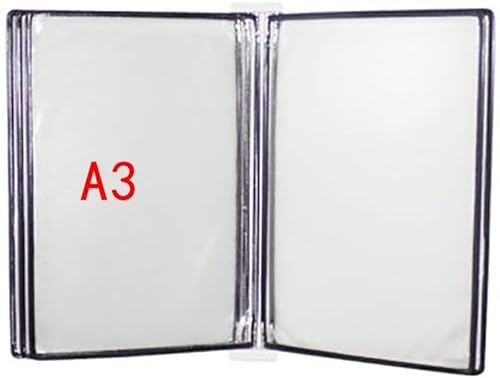 Katalog-Präsentationsständer, wandmontiertes Referenzsystem, Dokumentenhalter A3 mit 5 Paneelen und 10 Taschen (PVC + Metall)(Color:A)