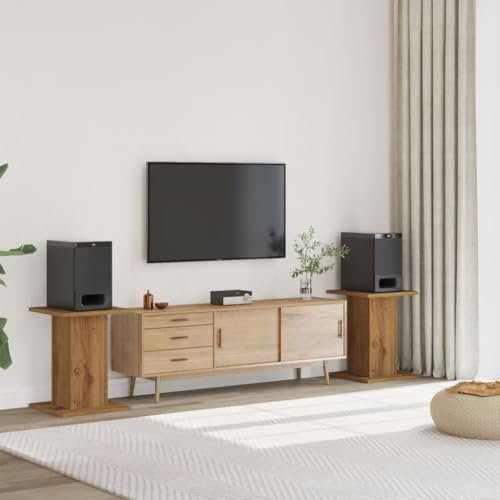 Homgoday Lautsprecherständer 2 STK. Lautsprecher Standfuß Boxenständer Sprecherstände lautsprecherhalterung, für HiFi Heimkino Surround Sound Artisan-Eiche 30x30x60 cm