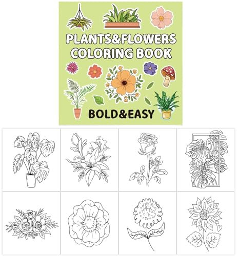 Libro para colorear de plantas y flores,Libro para colorear de plantas | Libros de dibujo para niños | Libro para aliviar el estrés, libros de dibujo creativos para niños, libro para colorear relajant