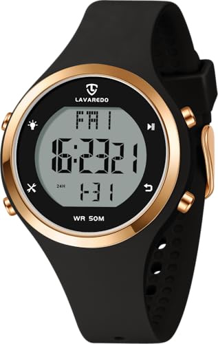 Timever Damen Armbanduhr wasserdichte Digitaluhr Sportuhr Silikonarmband | Armbanduhr Stoppuhr Datum Licht Schlummerfunktion Digitale Uhr Sport Alltag Arbeit Freizeit Reise Damen Geschenk modern Timer