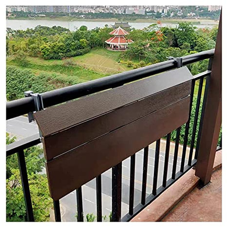 JXIPANUL Klappbarer Hängetisch für den Balkon, Couchtische aus Holz, Pflanzenblumenständer, verstellbar, wetterbeständig, für Terrasse, Terrasse, Computer-Esszimmer, braun, 80 x 27 cm