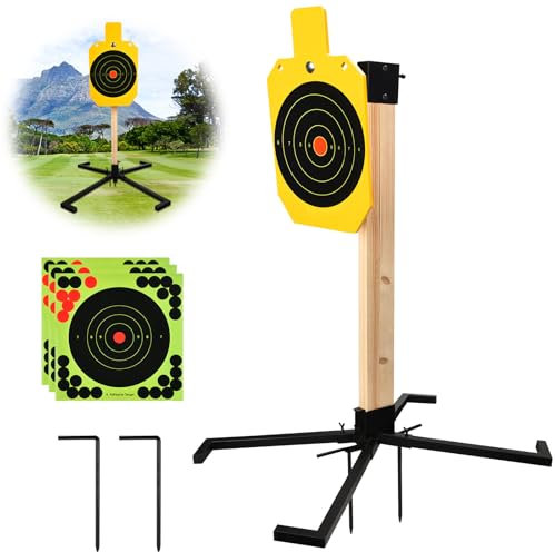 GADFISH AR500 Stahl-Zielscheibe, 3/8 Zoll dickes Zielständer-System, Stahl-Geisel-Zielscheibe mit 2x4 verbesserter Zielständer-Basis, Stahlschießzielständer, komplettes Kit für Schießen im Freien