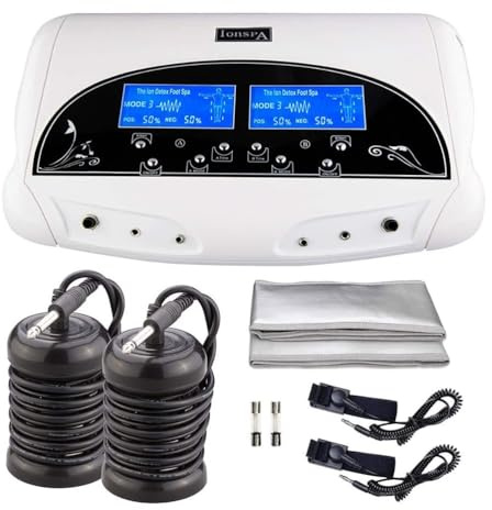 Ionic Fußbad Maschine Ionic Fuß Detox Maschine Ionic Detox Fußbad SPA System für 2 Benutzer, LCD Fußbad Reinigung Spa System mit 2 Hüftgurten, 2 Handgelenkschlaufen, 2 Arrays