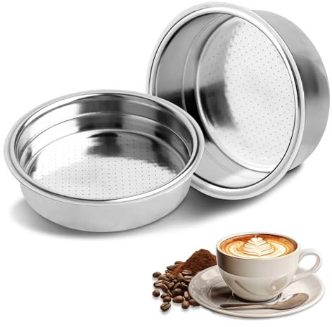Cestello filtro caffè, Filtri da Caffè in Acciaio Inossidabile, Filtro Pressurizzato a Doppio Strato da 51 mm, Filtro Caffè per Espresso di Filtro Macchina Caffe (Tazze singole e doppie)