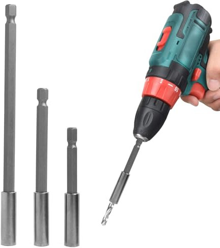 3PCS 6,35MM Ensemble de Tiges d'Extension Magnétiques pour Forets Électriques, Support d'Extension de Foret Hexagonal, 75mm, 100mm, 150mm, Compatible pour Clés à Chocs et Perceuses