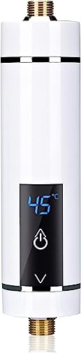 Mini Durchlauferhitzer Elektrische Durchlauferhitzer, Mini Instant Warmwasserbereiter Durchlauferhitzer Tankless für Badezimmer Küche, EU Stecker 220V (Weiß 3500W)