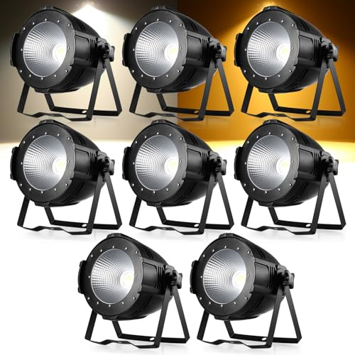 Erreyht 8PCS 100W COB LED Par Spotlight, Cold White/Warm White Stage Light with DMX512, Strobe Effect for DJ, Disco, Photography, Birthday Party, Wedding