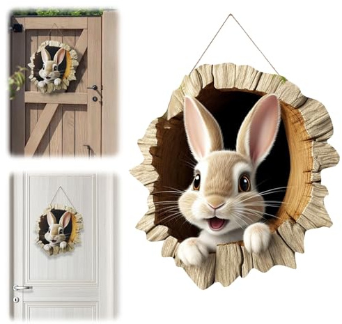 2D Osterhase Türschild Osteranhänger Türdeko Haustür Holz Osterdeko Zum Aufhängen Frühlingsdeko Easter Decoration Eingangstür Deko Türdeko Hängend Für Haustüren, Wände, Fenster