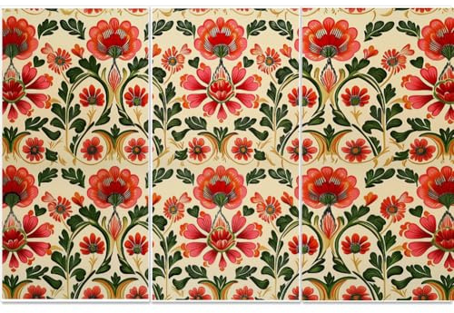 PLIGREAT 3 Blatt Florale Kunst Abziehbilder Zum Aufreiben Für Kunsthandwerk Und Möbel Bunte UV DTF Transferaufkleber Für Holzkommoden Keramik Scrapbooking Dekorative Abziehbilder Zum Aufreiben 30x15cm