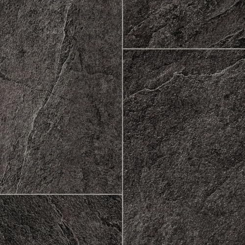 Black Stone Effect Anti-Slip Vinyl Flooring For Kitchen, Bathroom, LivingRoom, 4.50mm Thick Vinyl Sheet, 5 Year Warranty, Suitable for underfloor heating-3 X 2 mt