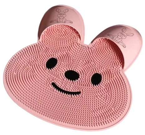 Alfombrilla de silicona extra gruesa con ventosas, alfombrilla de baño para ducha y bañera, almohadilla de masaje antideslizante, fácil de limpiar y de secado rápido, rosa, L