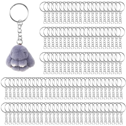 120 Stück Schlüsselring mit Kette,25mm Schlüsselanhänger Ring mit Offenem Ring,DIY Andere Anhänger Schlüsselringe,Selbstgemachter Anhänger Schlüsselring für Schlüssel,Schmuckherstellung,Basteln