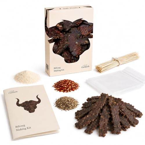 Biltong Making Kit by OurHands - Make Your Own Biltong with Seasoning, Spices, and Step-By-Step Instructions - Makes 3 Different Recipes
