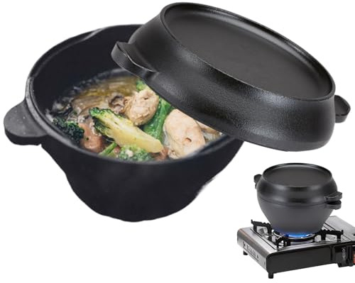Olla holandesa de hierro fundido – Horno holandés con tapa | Olla para servir horno holandés | Olla pequeña | Horno holandés ovalado para utensilios de cocina resistentes, hornear, hogar
