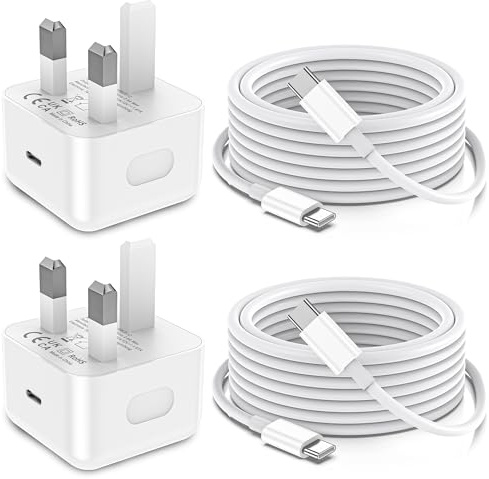 iPhone 15 16 17 Charger, 2Pack USB C Plug 20W 2M/ 6.6FT USBC to C Cable