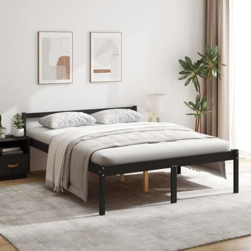 AJJHUUKI Seniorenbett ohne Matratze, schwarz, 150 x 200 cm, King-Size, Möbel, Betten und Zubehör, Betten und Bettrahmen
