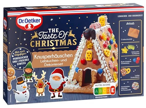 Dr. Oetker Knusperhäuschen - Set aus 4 Lebkuchenhäusern und Dekoriersets zum Basteln und Verzieren für die Weihnachtszeit - 4 x 403 g