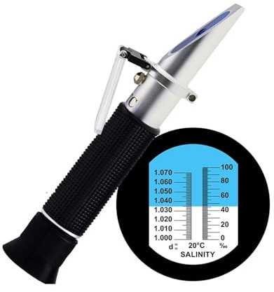 EDEDE Refraktometer, Refraktometer Salzgehalt Meter Dual Skala Tragbare Meter Mit ATC for Meerwasser Salz Sea Marine Aquarium Riff Tank