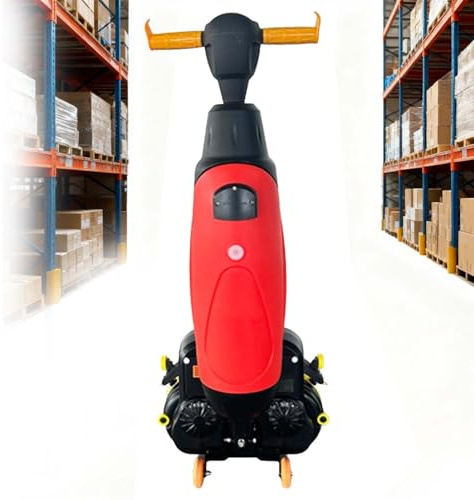 Lavasciuga Pavimenti Industriale Portatile, Macchina Lavapavimenti Professionale 3-in-1 per Piastrelle, Cemento e Parquet, Autonomia 80 Minuti, 17 Pollici, Serbatoio Doppio(Red)