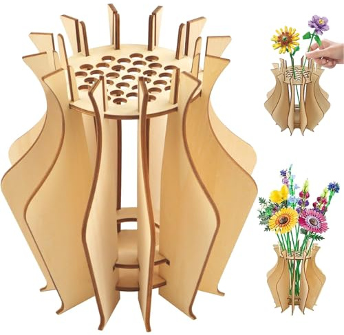 Holz Vase für Lego Blumen, Vasen für Lego Rosen, Blumenvase für Lego Blumenstrauß, Geschenk für Erwachsene und Frauen