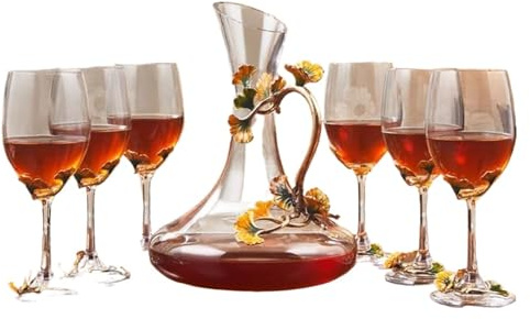 Set di 7 bicchieri da vino rosso smaltati Calice senza piombo Dispositivo raffreddamento del for la casa Bicchiere bordeaux creativo lusso squisito, Accessorio regalo per gli amanti del vino