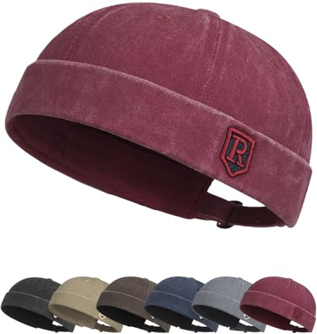 Cappellino Senza Visiera Uomo Donna Cappello Portuale Berretto Commando Lavoro Brimless Hat Retro Docker cap Cotone Cappellino da Portuale Uomo Berretto da Motociclista Cappello Retro Docker Hat