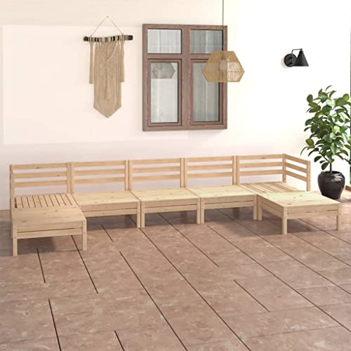 FWIKDUN 7-TLG. Garten-Lounge-Set aus Massivholz Kiefer mit rustikalem Charme – Witterungsbeständige Gartenmöbel aus Holz als modulares Lounge-Set für Terrasse und Garten, langlebige