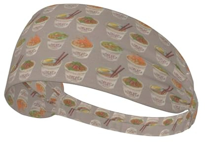 Huevera deportiva con diseño de fideos y ramen, banda antideslizante para el pelo, mantiene el sudor fuera de los ojos para yoga, gimnasio y entrenamiento