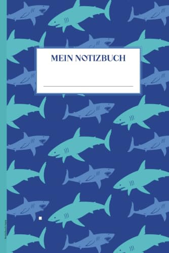 Notizbuch Haie: Notizheft Hai Motiv cooles Haifisch Buch A5 linierte Seiten praktisch als Schulheft Schreibheft und Tagebuch mit Raubfischen Geschenk zum Kinder Geburtstag Geschenkidee mit Fische