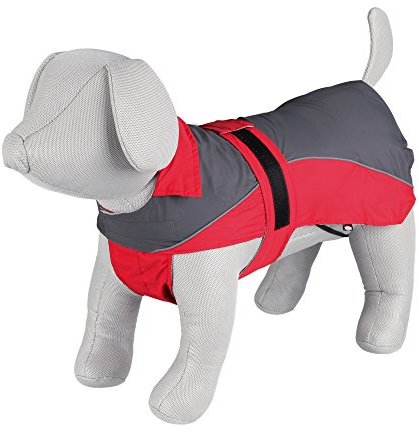 Trixie Hundemantel, Large, Mehrfarbig, XS, Modern, Wasserfall-Ausschnitt, Reflektierende Paspeln, Brustschutz, Aufrollbare Kapuze, Wasserfest, Polyester, Nylon/100%