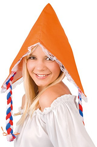 Boland 20599 - Erwachsenenmütze mit Haar, Einheitsgröße, weiß/orange