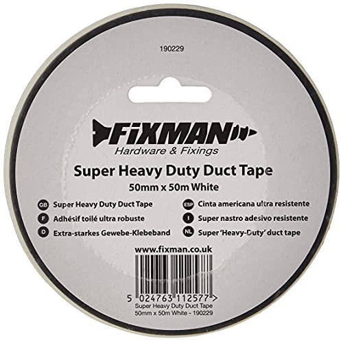 FIXMAN 190229 Extrarobustes Gewebe-Klebeband 50 mm x 50 m, weiß