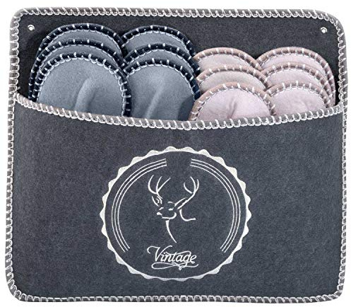 ONVAYA ABS Gästepantoffel Set Vintage Hirsch | 6er Set | Antirutsch | Hausschuhe | Pantoffel | aus Filz