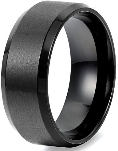 Flongo 8mm Anello Acciaio Inossidabile Lucidato, Anello Uomo Rotondo Liscio Colore Argento/Oro/RosaOro/Nero,Misura da Scelta, Regalo