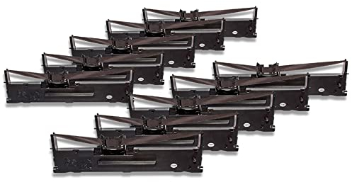vhbw 10x Farbband Schriftband kompatibel mit Epson LQ 630, LQ 630 Serie, LQ 630 S, LQ 635, LQ 630K Nadeldrucker, Bondrucker - Schwarz