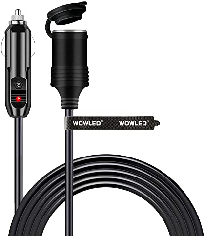 Kfz-Verlängerungskabel für Zigarettenanzünder von Wowled, 3 m, Stecker mit Sicherung