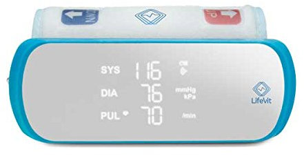 LifeVit BPM-200 Wireless - Tensiómetro de Brazo Inteligente, Diseño Ergonómico, Conexión Bluetooth BLE 4.0, Medición de Sístole, Diástole y Pulso,Usuarios Ilimitados en App, Carga USB