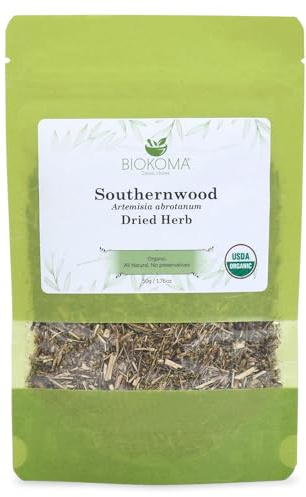 Biokoma Organic Southernwood Dried Herb 50g (1.76oz) Digestion Resealable Moisture Proof Pouch USDA Certified Organic Herbal Tea No Additives No Preservatives No GMO Kosher