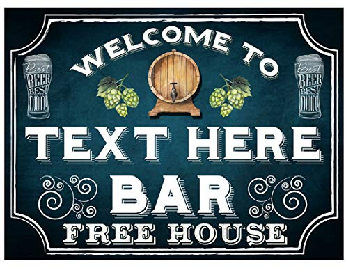 Personalised Metal Bar Sign – Custom Pub, Home Bar or Man Cave Plaque – Vintage Tin Wall Sign Gift – Fast UK Dispatch