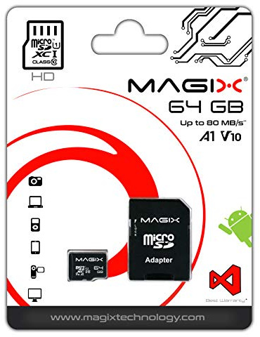 Magix MicroSD Speicherkarte HD Series Klasse10 V10 + SD Adapter bis zu 80 MB/s (64GB)
