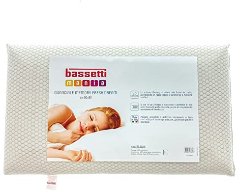 Bassetti Guanciale Lattice Memory Water - Gel Cuscino Made in Italy 40x70 cm Puro Cotone