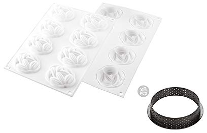 Silikomart Silikonformen für Kuchen – Kit Tarte Ring Cocoa – professionelles Zubehör für Küche und Gebäck – Einteilige Formen für Süßigkeiten und Ofen