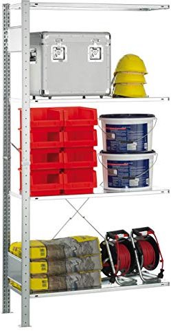 SCHULTE Lagertechnik Anbauregal, MULTIplus Fachboden, 1800x1000x400 mm (HxBxT), Steckregal mit 4 Fachböden, traglast je Boden bis zu 120 Kg (gesamt bis zu 480 Kg), verzinkt