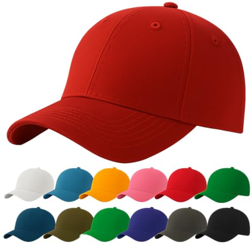 4sold Baseballkeps unisex, i bomull, ren färg, baseboard basebollkeps, röd, En Storlek