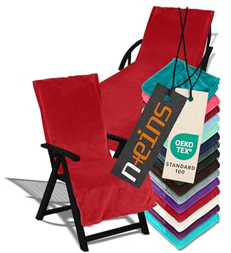 npluseins Auflage für Gartenmöbel - Schonbezug mit Kapuze - Flausch 1521.2199, Gartenstuhl ca. 60 x 130 cm, Bordeaux