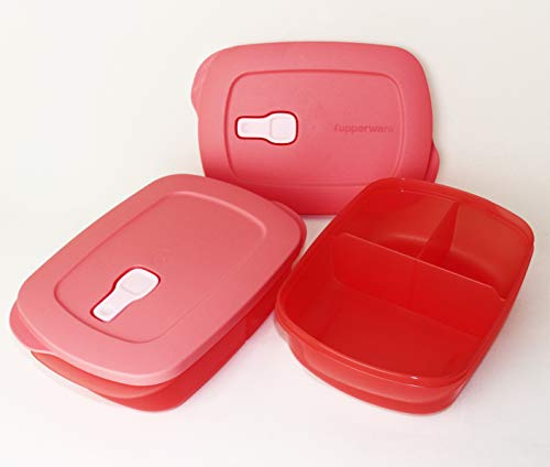 TW TUPPERWARE Micro Crystal Wave 2X 1,0L ROSA mit Einteilung Mikrowelle Geschirr + Minifaltsieb Schwarz