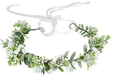 Uongeod Blumenkranz Haare Haar Blumenkranz Künstliche Blumen Krone Braut Kopfstück Greenery Krone Haarreif Blumen für Hochzeit Zeremonie Party Festival …