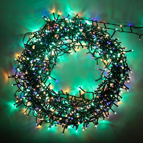 SHATCHI 2000LEDs Christmas Tree Compact Cluster Fairy Lights Multifunction 8 Light Modes, Timer Green Cable Indoor/Outdoor Low Voltage Holiday Home Decorations