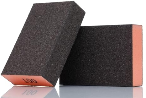 YoiYee Bloque de lija de grano fino (grano 240-320), esponjas húmedas y secas de papel de lija flexible, cubo de arena de grano surtido, pared de yeso/coche/modelado, 2 unidades